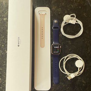 Apple Watch Series 3-38mm Gold Aluminum Case with Pink Sand Sport Band + Extras